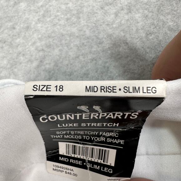 Counterparts Pull-On Mid Rise Slim Leg Dress Pants Womens 18 White Luxe Stretch - Picture 10 of 15